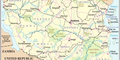რუკა ტანზანიის მდინარე