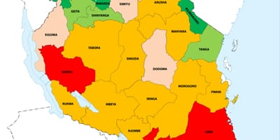 ტანზანიის მოსახლეობის სიმჭიდროვე რუკა