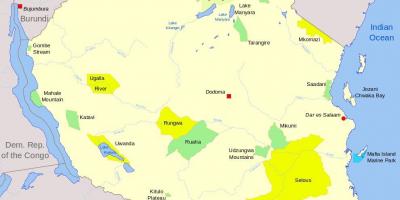 ეროვნული პარკები ტანზანიის რუკა