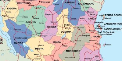 რუკა ტანზანიის პოლიტიკური